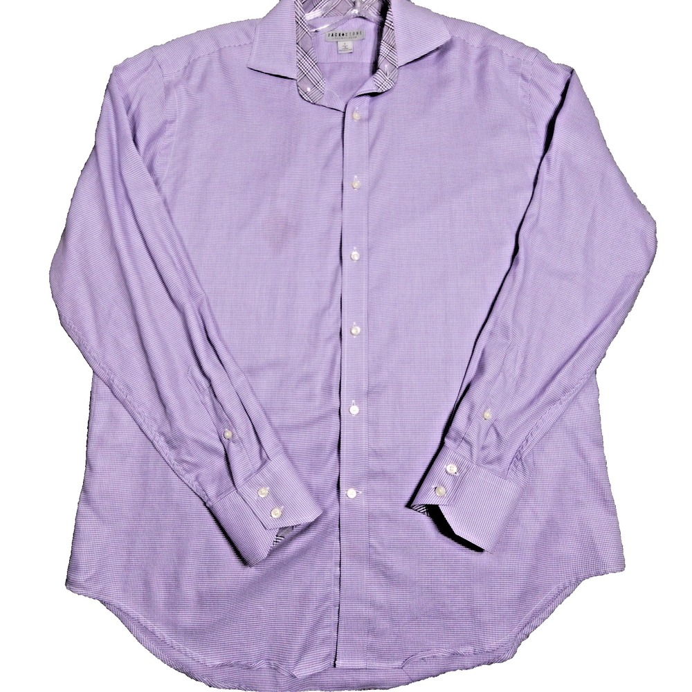 Jack Stone by Thomas Dean Mens Dress Shirt Long Sleeve Purple Checkered L